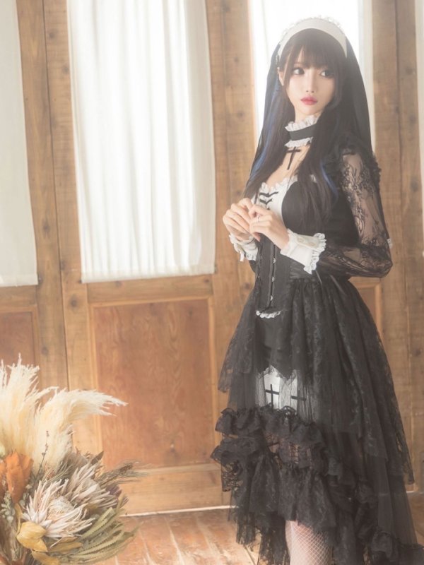 画像4: 【即日発送】桜咲乃愛ちゃんコラボ ゴシックシスターコスプレセット【sugar nineハロウィン5点セット】【4サイズ/1カラー】【HC03】 (4)