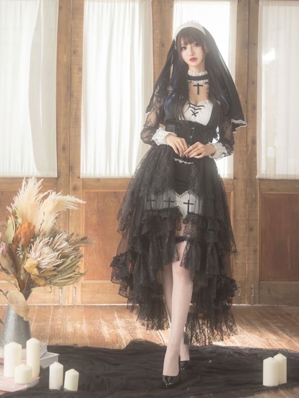 画像9: 【即日発送】桜咲乃愛ちゃんコラボ ゴシックシスターコスプレセット【sugar nineハロウィン5点セット】【4サイズ/1カラー】【HC03】 (9)