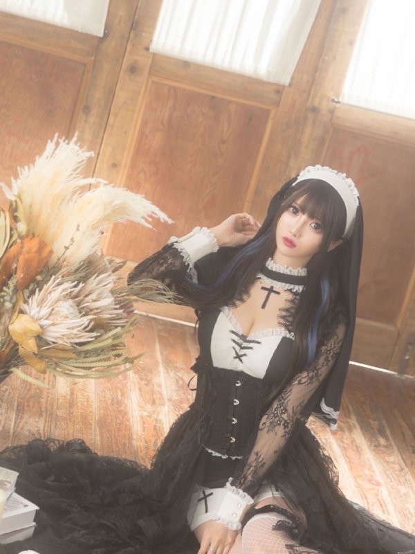 画像10: 【即日発送】桜咲乃愛ちゃんコラボ ゴシックシスターコスプレセット【sugar nineハロウィン5点セット】【4サイズ/1カラー】【HC03】 (10)