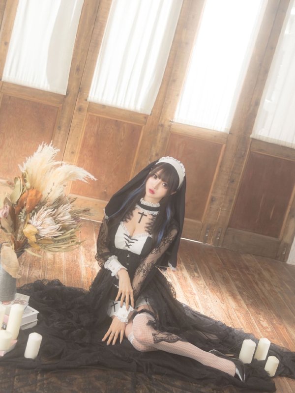 画像11: 【即日発送】桜咲乃愛ちゃんコラボ ゴシックシスターコスプレセット【sugar nineハロウィン5点セット】【4サイズ/1カラー】【HC03】 (11)