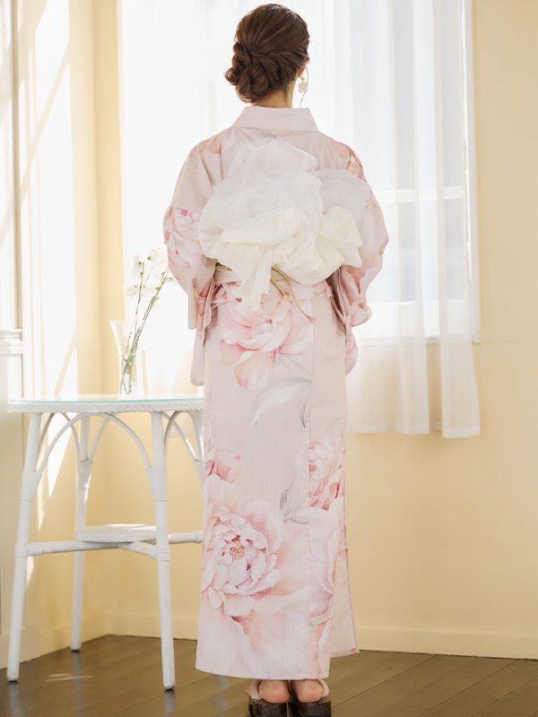 画像16: 【即日発送】くすみピンクスウィート牡丹浴衣【浴衣３点セット 浴衣/帯/下駄】[YMT] (16)