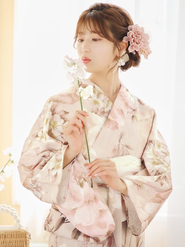 画像15: 【即日発送！】くすみピンクスウィート浴衣【浴衣３点セット 浴衣/帯/下駄】[YMT] (15)