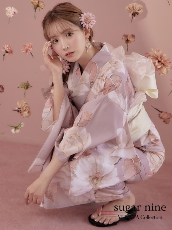 画像2: 【即日発送】【浴衣】 大人スウィートフラワー 薔薇 バラ ローズ 浴衣【浴衣３点セット 浴衣/帯/下駄】[YMT] (2)