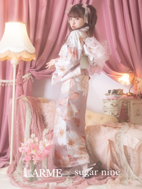 画像2: 【即日発送】【浴衣】 大人スウィートフラワー 薔薇 ローズ 浴衣【浴衣３点セット 浴衣/帯/下駄】[YMT] (2)