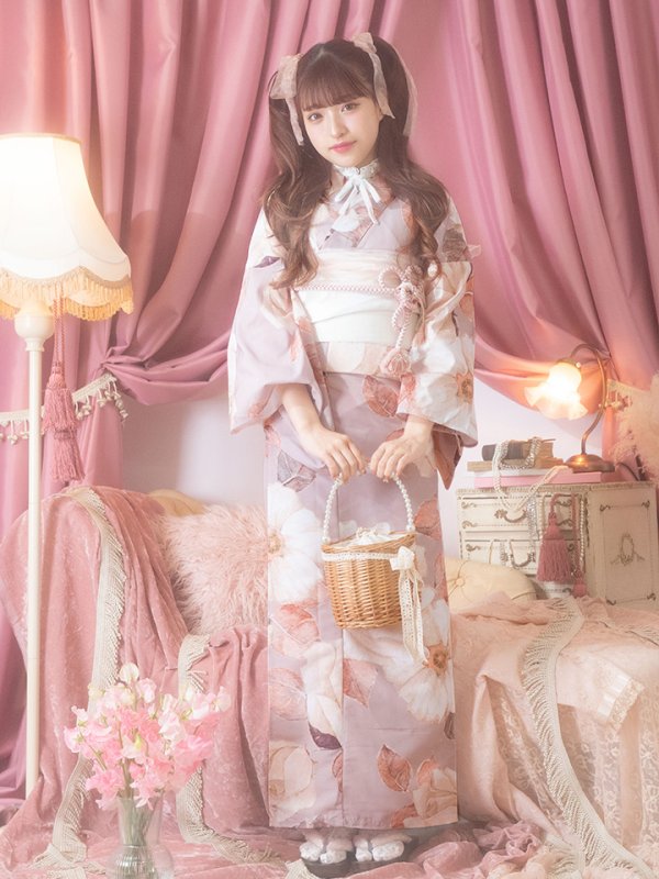 画像5: 【即日発送】【浴衣】 大人スウィートフラワー 薔薇 ローズ 浴衣【浴衣３点セット 浴衣/帯/下駄】[YMT] (5)