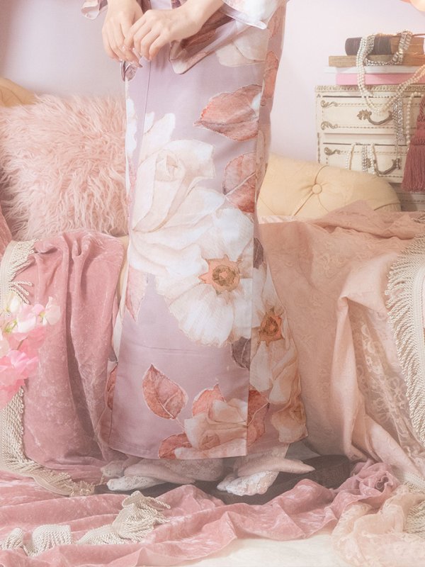 画像7: 【即日発送】【浴衣】 大人スウィートフラワー 薔薇 ローズ 浴衣【浴衣３点セット 浴衣/帯/下駄】[YMT] (7)