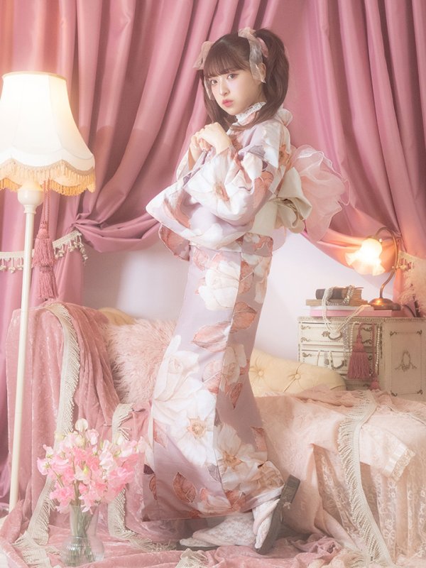 画像9: 【即日発送】【浴衣】 大人スウィートフラワー 薔薇 ローズ 浴衣【浴衣３点セット 浴衣/帯/下駄】[YMT] (9)