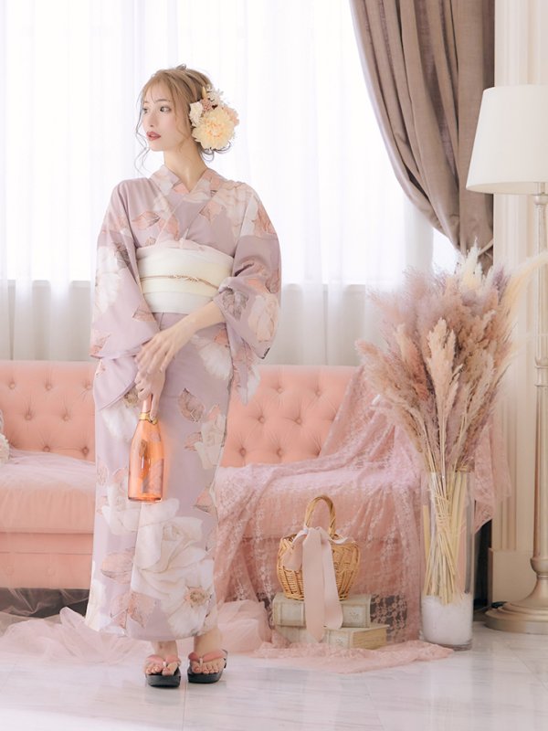 画像4: 【即日発送】【浴衣】 大人スウィートフラワー 薔薇 バラ ローズ 浴衣【浴衣３点セット 浴衣/帯/下駄】[YMT] (4)