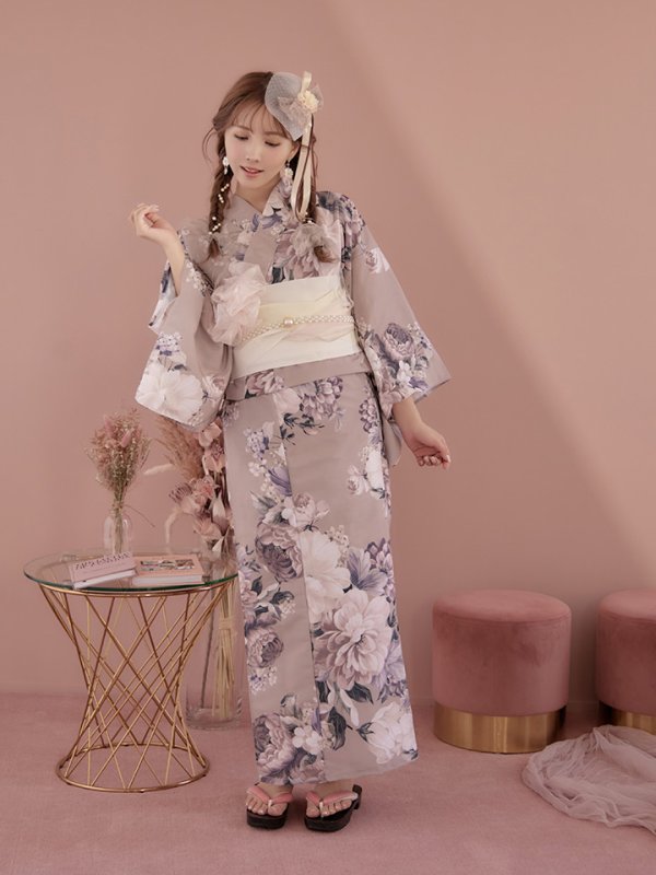 画像4: 【即日発送！】【浴衣】大人スウィートフラワー 牡丹柄 浴衣 【浴衣３点セット 浴衣/帯/下駄】[YMT] (4)