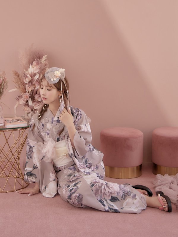 画像9: 【即日発送！】【浴衣】大人スウィートフラワー 牡丹柄 浴衣 【浴衣３点セット 浴衣/帯/下駄】[YMT] (9)