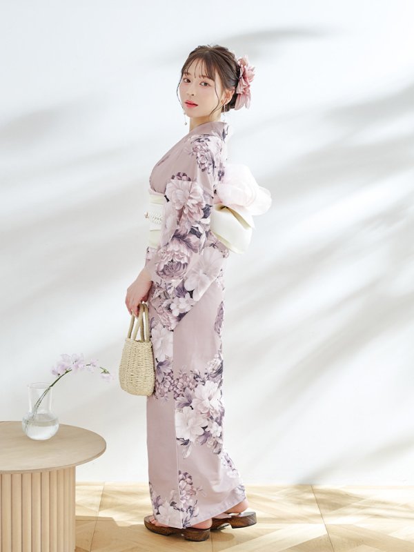 画像12: 【即日発送】【浴衣】大人スウィートフラワー 牡丹柄 浴衣【浴衣３点セット 浴衣/帯/下駄】[YMT] (12)