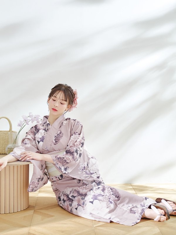 画像3: 【即日発送】【浴衣】大人スウィートフラワー 牡丹柄 浴衣【浴衣３点セット 浴衣/帯/下駄】[YMT] (3)