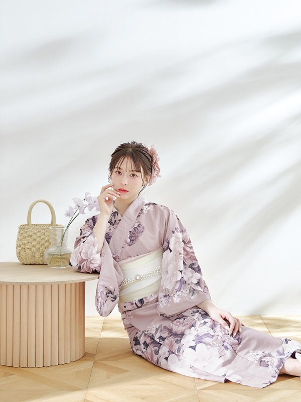 画像7: 【即日発送】【浴衣】大人スウィートフラワー 牡丹柄 浴衣【浴衣３点セット 浴衣/帯/下駄】[YMT] (7)