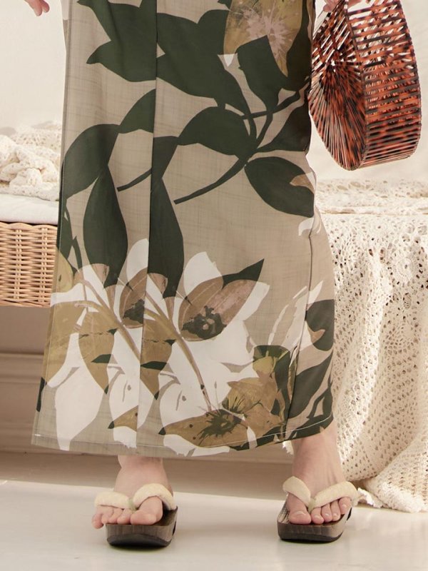 画像7: 【即日発送】【オリジナル浴衣】ヘルシーリーフ柄浴衣 【浴衣３点セット 浴衣/帯/下駄】[YMT] (7)