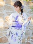 画像3: 【即日発送！】【浴衣】白地に水彩牡丹のクラシック浴衣 【浴衣３点セット 浴衣/帯/下駄】 グラデーション帯 OBI-g-500-kj-9-NV / HIMO-900-yn-4-GYxGY / YA-953-kn-BL / YA-953-kn-NV / HEKO-800-sb-5-W / GETA-02-ok-3-LBL [YMT] (3)