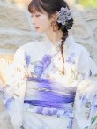 画像5: 【即日発送！】【浴衣】白地に水彩牡丹のクラシック浴衣 【浴衣３点セット 浴衣/帯/下駄】 グラデーション帯 OBI-g-500-kj-9-NV / HIMO-900-yn-4-GYxGY / YA-953-kn-BL / YA-953-kn-NV / HEKO-800-sb-5-W / GETA-02-ok-3-LBL [YMT] (5)
