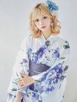 画像12: 【即日発送！】【浴衣】白地に水彩牡丹のクラシック浴衣 【浴衣3点セット】 グラデーション帯 siwa-g09 / HIMO-900-yn-4-GYxGY / YA-940-kj-IV/ YA-940-kj-BL / HEKO-800-sb-5-W / GETA-02-ok-3-LBL L [YMT] (12)