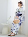 画像14: 【即日発送！】【浴衣】白地に水彩牡丹のクラシック浴衣 グラデーション帯 siwa-g09 / HIMO-900-yn-4-GYxGY / YA-953-kn-BL   / HEKO-800-sb-5-W / GETA-02-ok-3-LBL [YMT] (14)