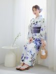 画像15: 【即日発送！】【浴衣】白地に水彩牡丹のクラシック浴衣 グラデーション帯 siwa-g09 / HIMO-900-yn-4-GYxGY / YA-953-kn-BL   / HEKO-800-sb-5-W / GETA-02-ok-3-LBL [YMT] (15)