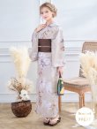 画像2: 【即日発送】【浴衣】ホワイトフラワーブラウン浴衣 OBI-hira-100-ok-2-BRxBE / HIMO-900-yn-7-MOC / YA-940-kj-MOC / HEKO-800-sb-3-BR / GETA-02-ok-2-IV [YMT] (2)