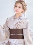 画像5: 【即日発送】【浴衣】ホワイトフラワーブラウン浴衣 OBI-hira-100-ok-2-BRxBE / HIMO-900-yn-7-MOC / YA-940-kj-MOC / HEKO-800-sb-3-BR / GETA-02-ok-2-IV [YMT] (5)
