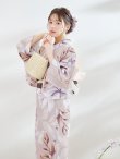 画像13: 【浴衣】ホワイトフラワーブラウン浴衣   OBI-hira-100-ok-2-BRxBE / HIMO-900-yn-7-MOC / YA-74-kn-MVPL / HEKO-800-sb-3-BR / GETA-02-ok-2-IV [YMT] (13)