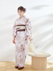 画像9: 【浴衣】ホワイトフラワーブラウン浴衣   OBI-hira-100-ok-2-BRxBE / HIMO-900-yn-7-MOC / YA-74-kn-MVPL / HEKO-800-sb-3-BR / GETA-02-ok-2-IV [YMT] (9)