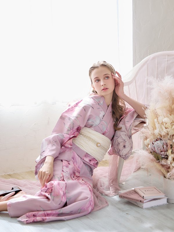 画像13: 【即日発送】【浴衣】大人スウィート/ピンク地に大柄牡丹浴衣 【浴衣３点セット 浴衣/帯/下駄】[YMT] (13)