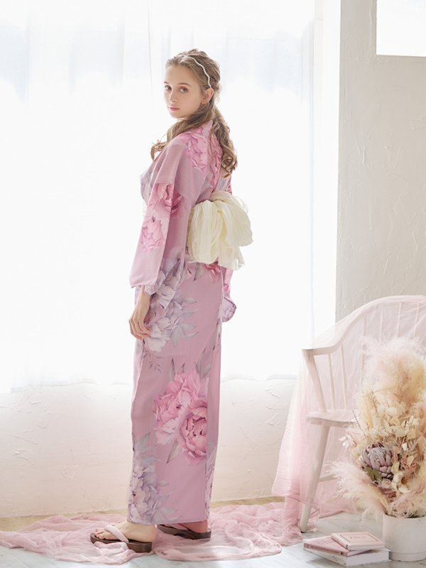画像22: 【即日発送】【浴衣】大人スウィート/ピンク地に大柄牡丹浴衣 【浴衣３点セット 浴衣/帯/下駄】[YMT] (22)