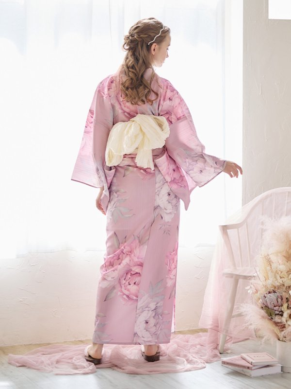 画像24: 【即日発送】【浴衣】大人スウィート/ピンク地に大柄牡丹浴衣 【浴衣３点セット 浴衣/帯/下駄】[YMT] (24)