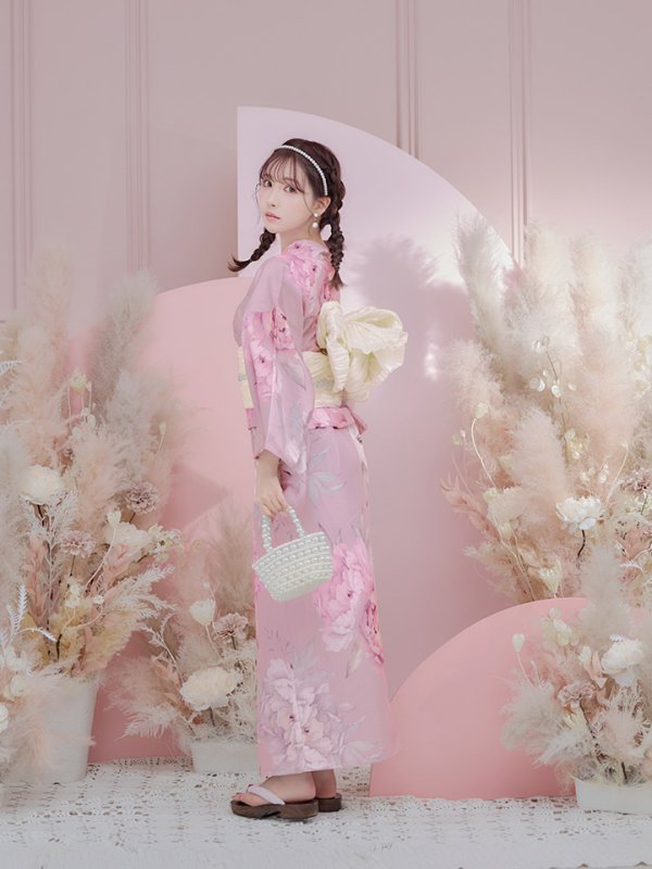 画像17: 【即日発送】【浴衣】大人スウィート/ピンク地に大柄牡丹浴衣 【浴衣３点セット 浴衣/帯/下駄】[YMT] (17)