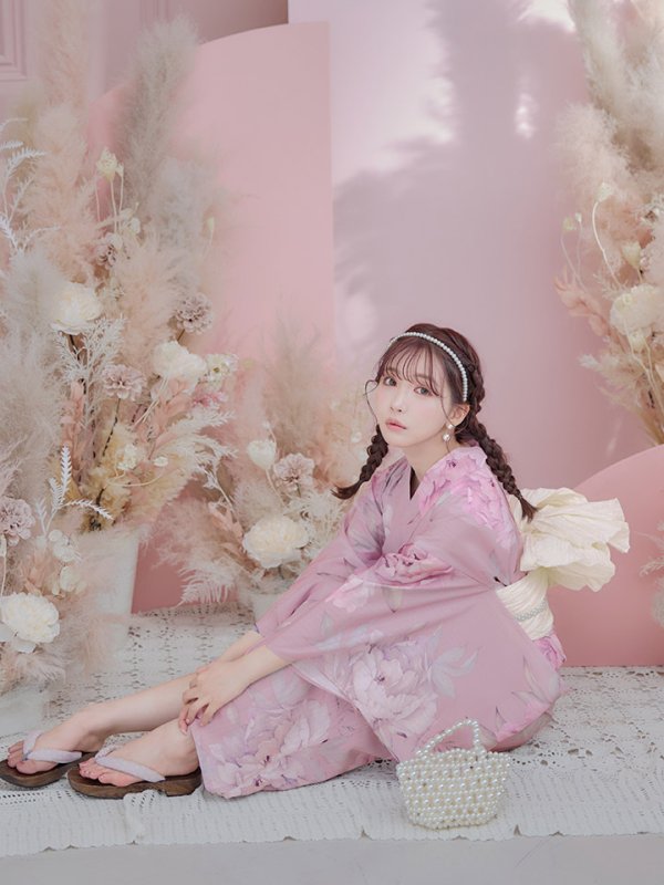 画像16: 【即日発送】【浴衣】大人スウィート/ピンク地に大柄牡丹浴衣 【浴衣３点セット 浴衣/帯/下駄】[YMT] (16)