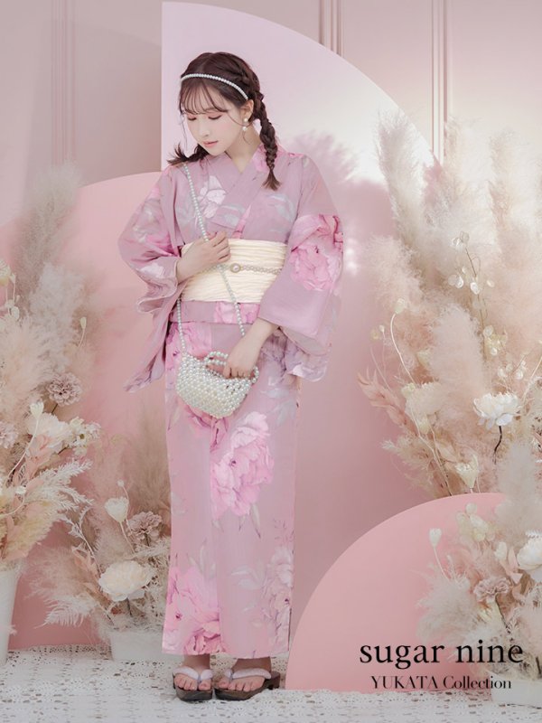 画像8: 【即日発送】【浴衣】大人スウィート/ピンク地に大柄牡丹浴衣 【浴衣３点セット 浴衣/帯/下駄】[YMT] (8)