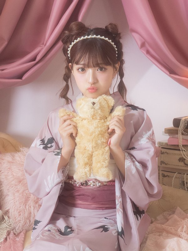 画像10: 【即日発送】【浴衣セール】【浴衣】 くすみピンク地xニュアンスフラワー 牡丹柄 浴衣 【浴衣３点セット 浴衣/帯/下駄】[YMT] (10)