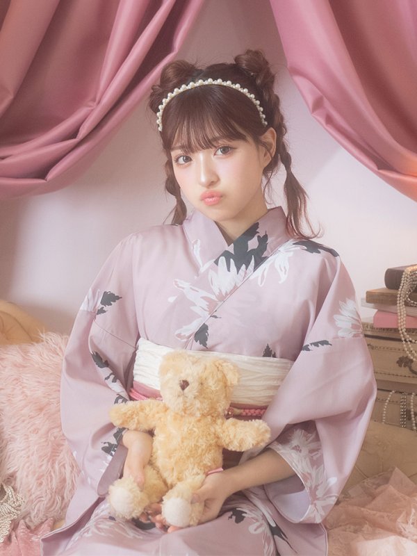 画像11: 【即日発送】【浴衣セール】【浴衣】 くすみピンク地xニュアンスフラワー 牡丹柄 浴衣 【浴衣３点セット 浴衣/帯/下駄】[YMT] (11)