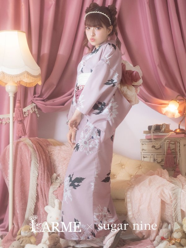 画像2: 【即日発送】【浴衣セール】【浴衣】 くすみピンク地xニュアンスフラワー 牡丹柄 浴衣 【浴衣３点セット 浴衣/帯/下駄】[YMT] (2)