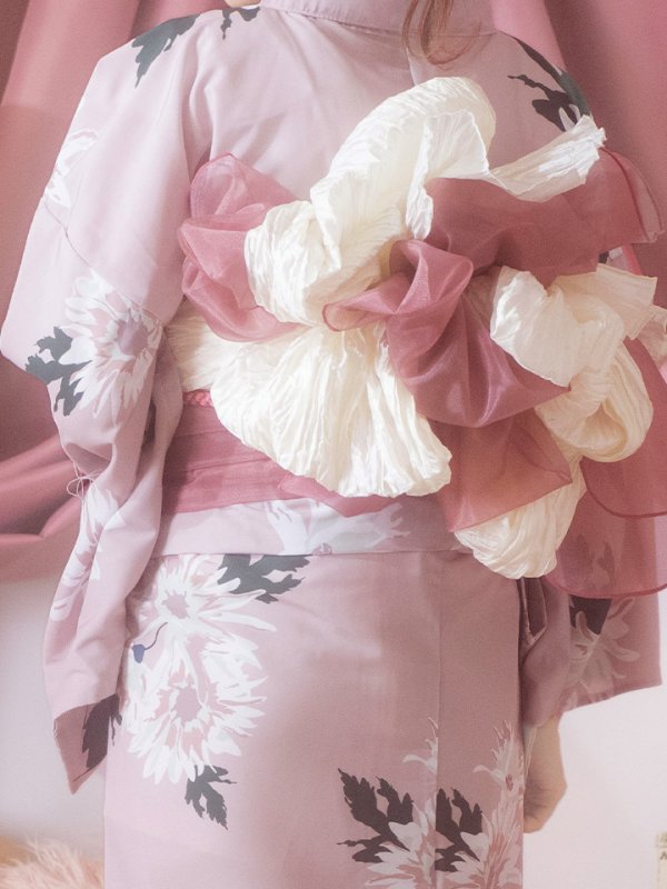 画像6: 【即日発送】【浴衣セール】【浴衣】 くすみピンク地xニュアンスフラワー 牡丹柄 浴衣 【浴衣３点セット 浴衣/帯/下駄】[YMT] (6)