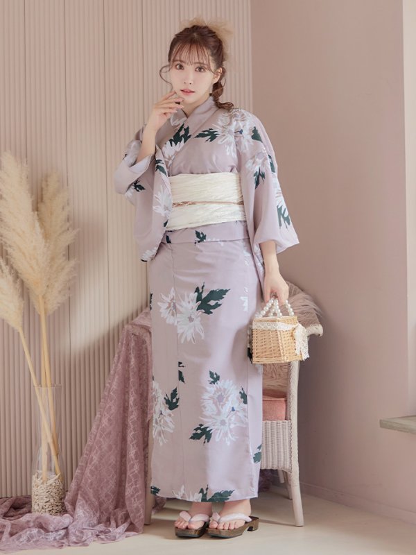 画像11: 【即日発送】【浴衣セール】【浴衣】 くすみピンク地xニュアンスフラワー 牡丹柄 浴衣 【浴衣３点セット 浴衣/帯/下駄】[YMT] (11)