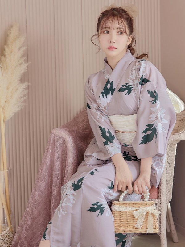 画像12: 【即日発送】【浴衣セール】【浴衣】 くすみピンク地xニュアンスフラワー 牡丹柄 浴衣 【浴衣３点セット 浴衣/帯/下駄】[YMT] (12)