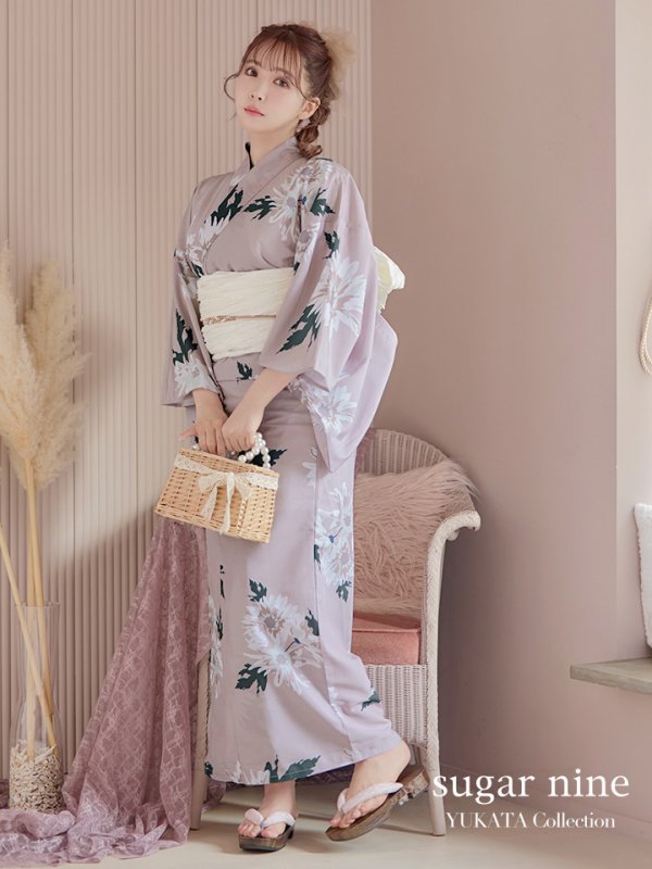 画像3: 【即日発送】【浴衣セール】【浴衣】 くすみピンク地xニュアンスフラワー 牡丹柄 浴衣 【浴衣３点セット 浴衣/帯/下駄】[YMT] (3)