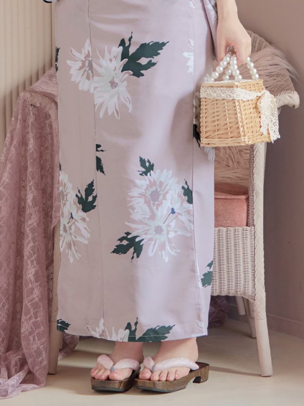 画像7: 【即日発送】【浴衣セール】【浴衣】 くすみピンク地xニュアンスフラワー 牡丹柄 浴衣 【浴衣３点セット 浴衣/帯/下駄】[YMT] (7)