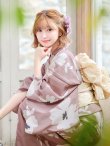 画像11: 【即日発送】【浴衣セール】 ブラウン地xシルエットフラワー 牡丹柄 【浴衣３点セット 浴衣/帯/下駄】[YMT] (11)