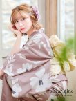 画像3: 【即日発送】【浴衣セール】 ブラウン地xシルエットフラワー 牡丹柄 【浴衣３点セット 浴衣/帯/下駄】[YMT] (3)