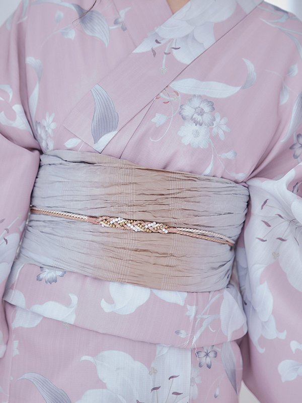 画像5: 【即日発送】【浴衣セール】【浴衣】 大人スウィート/ ピンク地に百合の大人浴衣【浴衣３点セット 浴衣/帯/下駄】[YMT] (5)