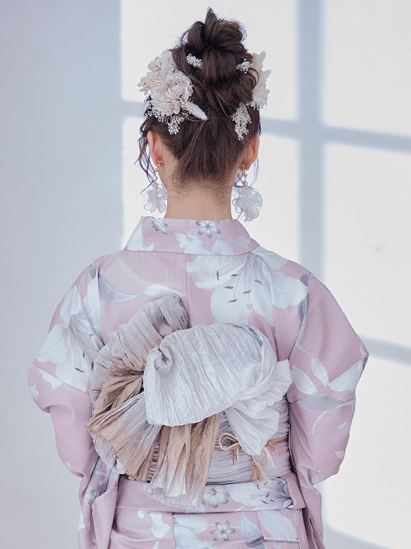 画像6: 【即日発送】【浴衣セール】【浴衣】 大人スウィート/ ピンク地に百合の大人浴衣【浴衣３点セット 浴衣/帯/下駄】[YMT] (6)