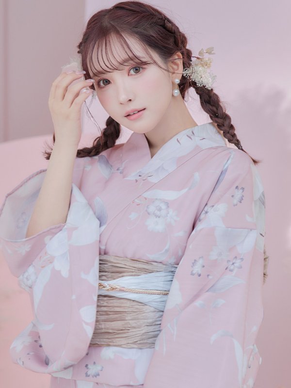 画像16: 【即日発送】【浴衣セール】【浴衣】大人スウィート/ピンク地に百合の大人浴衣 【浴衣３点セット 浴衣/帯/下駄】[YMT] (16)