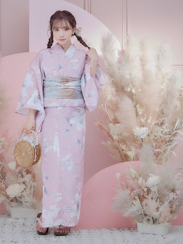 画像18: 【即日発送】【浴衣セール】【浴衣】大人スウィート/ピンク地に百合の大人浴衣 【浴衣３点セット 浴衣/帯/下駄】[YMT] (18)