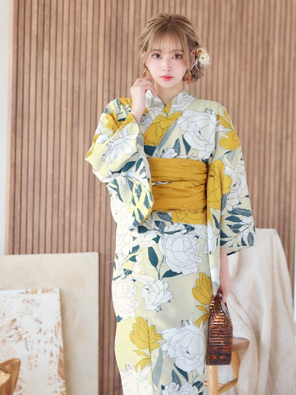 画像11: 【即日発送】レトロモダン牡丹浴衣【浴衣３点セット 浴衣/帯/下駄】[YMT] (11)