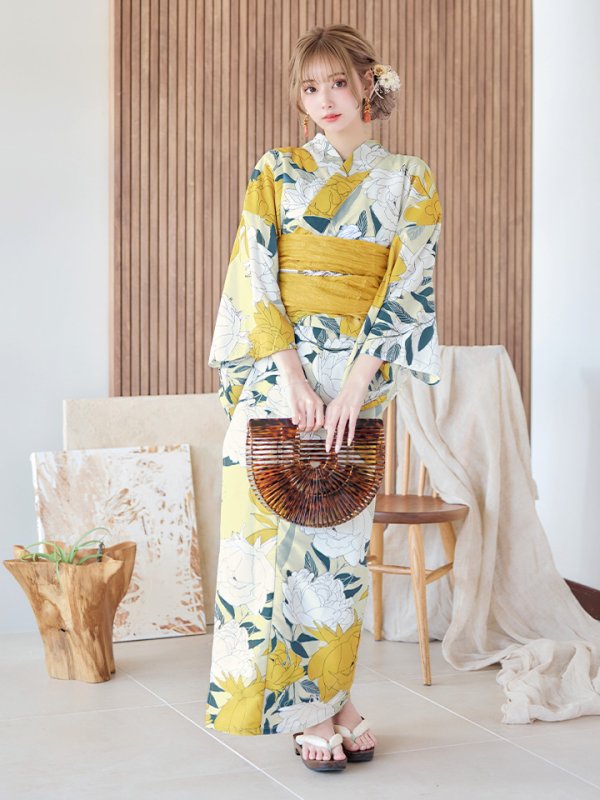 画像4: 【即日発送】レトロモダン牡丹浴衣【浴衣３点セット 浴衣/帯/下駄】[YMT] (4)