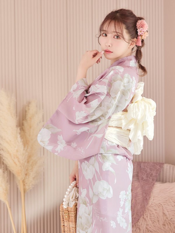 画像11: 【即日発送】【浴衣セール】【浴衣】大胆な牡丹が咲き誇るピンク地浴衣【浴衣３点セット 浴衣/帯/下駄】[YMT] (11)